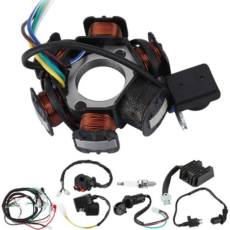 Faisceau électrique avec relais, redresseur et stator magnéto pour moteur GY6 125cc 150cc (1/5)