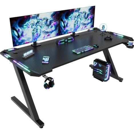 Devoko Fibre de carbone cool lampe photosport table avec support casque et porte - gobelet 160cm noir (1/3)