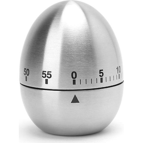Timer da cucina meccanico a forma di uovo, realizzato in acciaio inossidabile, con funzione conto alla rovescia. (1/5)