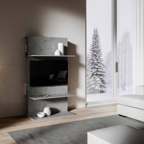 Mobile porta TV 100x170h cm con foro passacavi Antracite Spatolato - LOKI A (1/5)