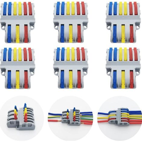 Terminali di connessione, 6 connettori elettrici rapidi, connettori compatti per cavi SPL-63 (3 ingressi, 6 uscite) (1/4)