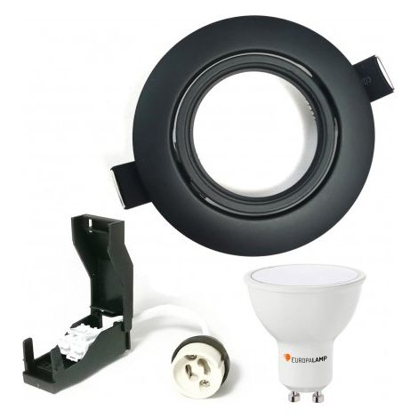 Kit spot encastré orientable EUROPALAMP GU10 LED 5W 4500K noir mat
