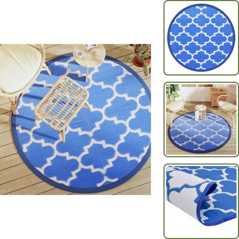 Tapis d'extérieur ARAKIL bleu Ø160 cm PP - Tapiss Exterieurs - Tapis De Jardin - Tapis Bleu - Tapis Rond - Tapis Durable (1/5)