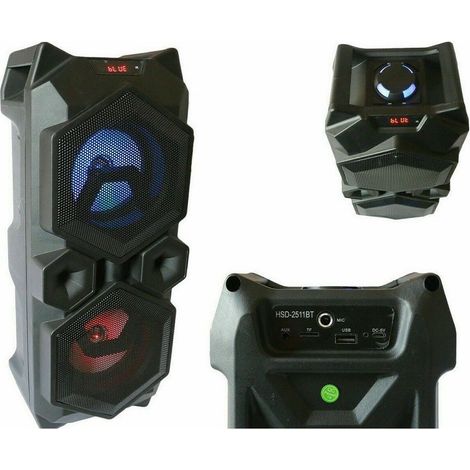 TRADE SHOP - Cassa Speaker Fm Bluetooth Ricaricabile Sd Usb Aux 2 Portatile Microfono 2511bt - (1/5)