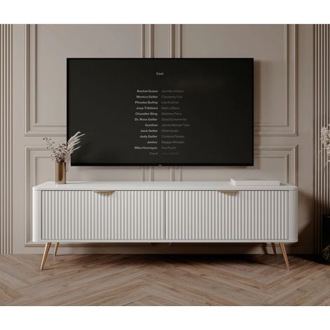 AX LIVING Moderner TV Sideboard Vespasia 163 2T –163cm Breite, Weiß