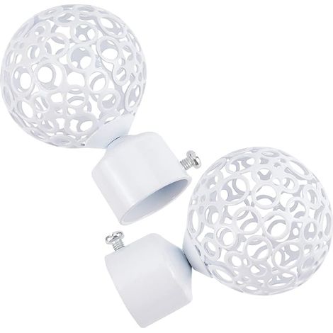 Confezione da 2 pezzi 26-28 mm tappo terminale per asta per tenda rotondo bianco con gabbia a sfera tappo terminale decorativo di ricambio per tende da ufficio per la casa accessori decorativi per ast (1/3)