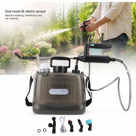 Spruzzatore elettrico da 8 litri (2,1 galloni) - Ricaricabile tramite USB - Grigio - Spruzzatura automatica per giardino e pulizia (1/5)