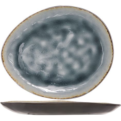 Assiette Plate Ovale LAGUNA Blue/Gris-19.5 X 16 Cm-Lot de 6 (1/2)