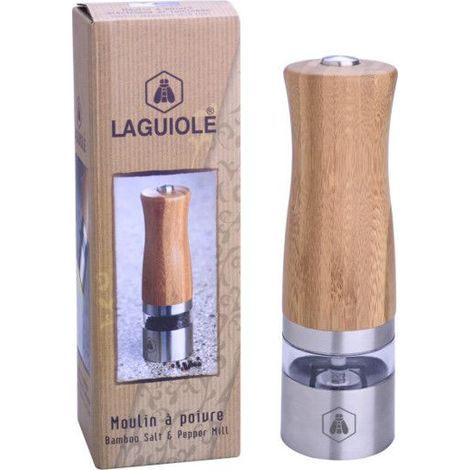 Moulin à poivre et sel électrique - Bois de bambou et inox - Eclairage intégré