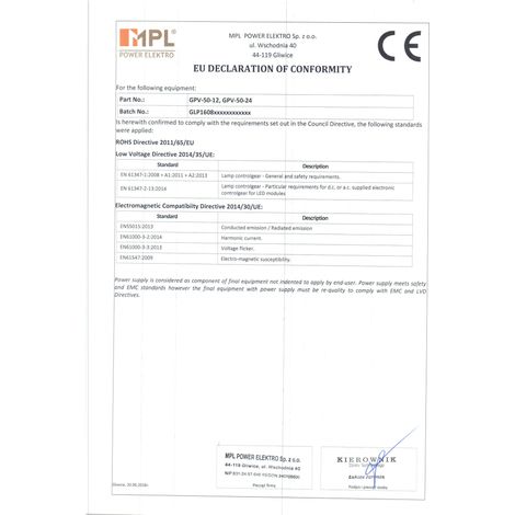 Hermetisches LED-Netzteil GPV 48W Pulse IP67 DC 24V 2A,1 GPV-50-24
