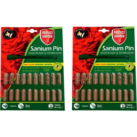 PROTECT HOME Pack de 2 Prontect Home-Sanium Pin insecticida sistémico con Fertilizante y micronutrientes, Tratamiento Combinado, 20 Pastillas, Verde…