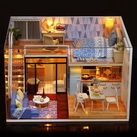 Maison de Poupée DIY Miniature Musicale Kit - Château Céleste Jouet Créatif (1/5)