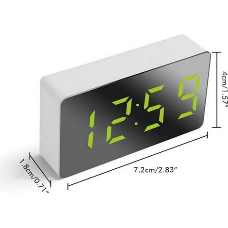Réveil miroir LED, réveil numérique, mini réveil électronique multifonctionnel pour chambre, salon ou bureau (1/5)