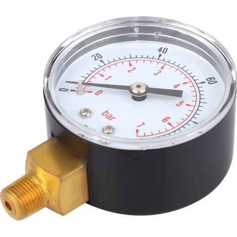 Manometer 50mm Zifferblatt 1/8 BSPT Bodenanschluss für Luft Wasser Öl Gas (0-100PSI 0-7Bar) (1/5)