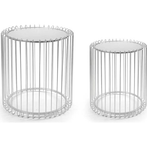 Set aus 2 runden Metalltischen Ø48 x 51 und Ø38 x 47 cm