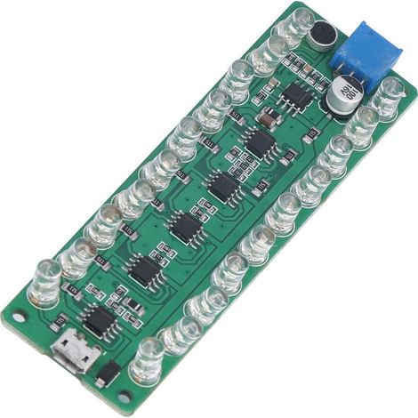 VU-mètre avec protection contre l'inversion de polarité, commande vocale, protection contre la surchauffe, LED indiquant la mélodie, témoin lumineux pour le test du niveau sonore (1/5)