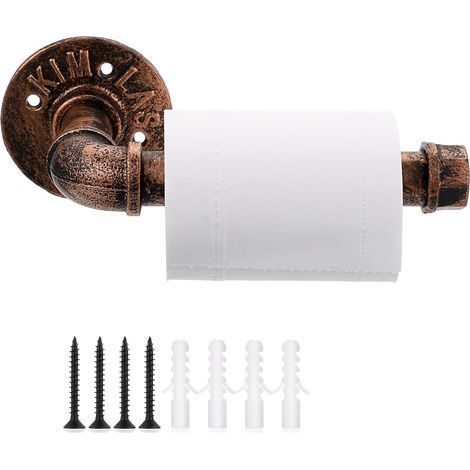 Tuyaux industriels - vintage fer porte - papier toilette avec vis, robuste porte - serviettes rustique pour salle de bains, chambre à coucher, cuisine, décoration intérieure, bronze rouge (1/5)