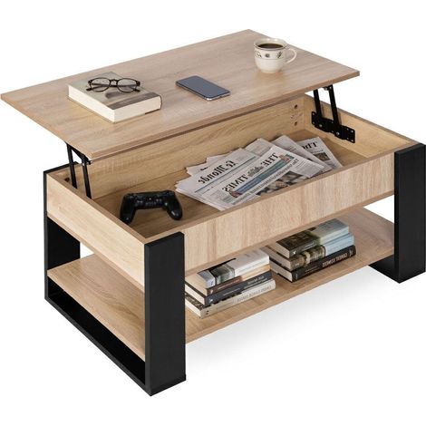 Lift-Top Coffee Table with Storage, 90 cm, Sonoma Oak