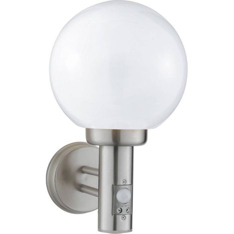 Searchlight - Applique Globo da Esterno 1 Luce Argento Satinato con Sensore di Movimento IP44, E27