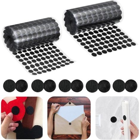 1000 pièces 500 paires de pastilles adhésives Velcro rond Attaches Velcro adhésives (1 cm Noir) (1/5)