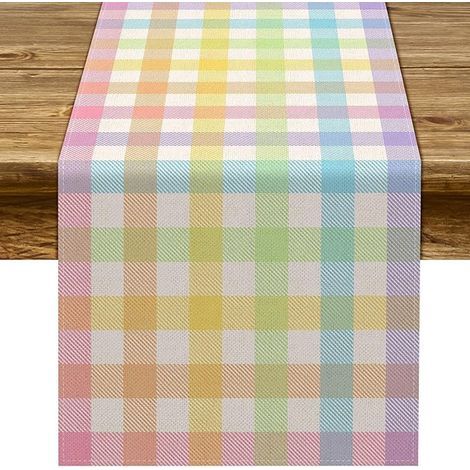 Tischläufer mit Büffelkaromuster für Ostern, Frühlingsparty-Dekoration für Landhaus, Kamin, Küche, Esszimmer und Zuhause (13 Zoll x 36 Zoll) (1/5)