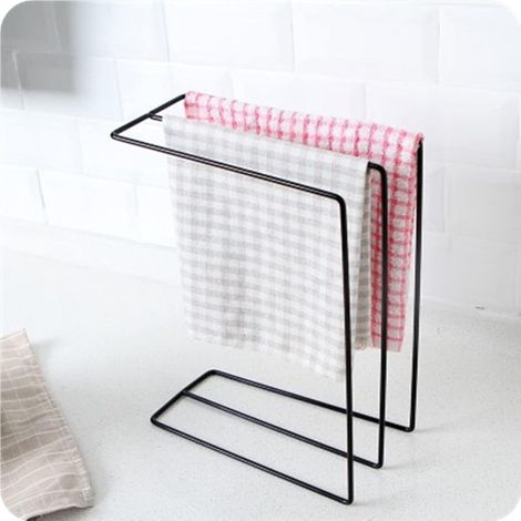 Comptoir de Cuisine Torchon étendoir Fer Torchon Porte-Serviettes Autoportant Plat Chiffon Rangement Cintre Blanc (Black) (1/5)
