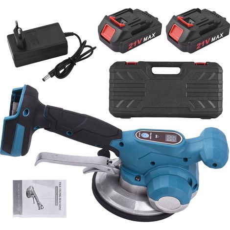 Vibrateur à Carrelage sans Fil 21V Max - 6 Vitesses Réglables, Ventouse Élargie, pour Pose Murale et Sol, Outil de Décoration (Bleu, Prise Américaine)