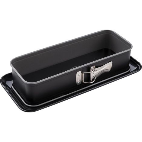 Moule à charnière rectangulaire avec fond émaillé et bord antiadhésif - 1 pièce - Blanc (1/4)