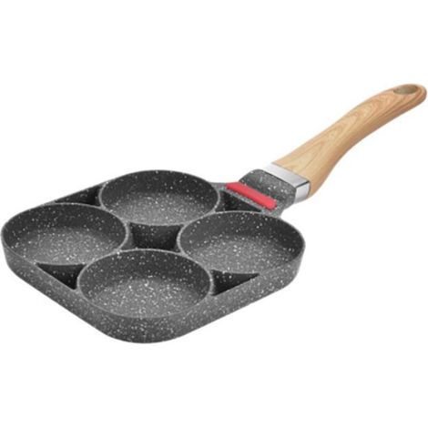 CrêPe de Petit-DéJeuner Poêle à Frire en Aluminium Poêle à Frire Moule pour Hamburger Aux œUfs avec PoignéE Utilisation en Cuisine (1/4)