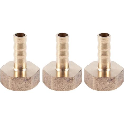 Lot de 3 raccords cannelés pour tuyau de gaz, filetage femelle 1/2 BSP, 8 mm, couleur or. (1/5)