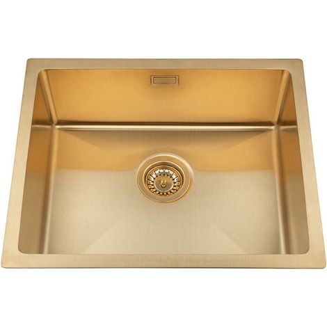 Évier inox PVD doré Luisina TRIO 1 bac 550x450
