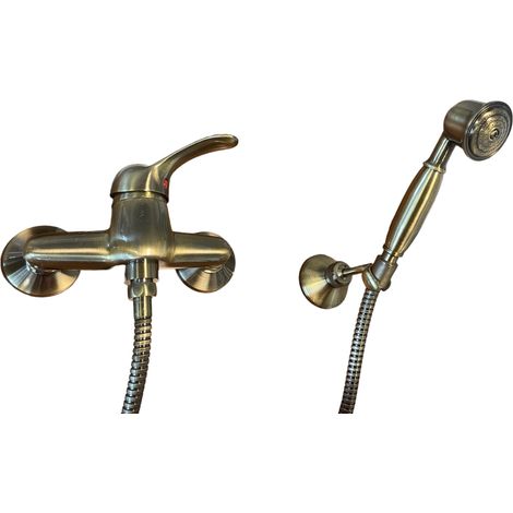 Bagnoclic – Mitigeur de douche encastré en laiton bronzé – Entraxe standard 15 cm – Flexible 150 cm – Douche à main réglable