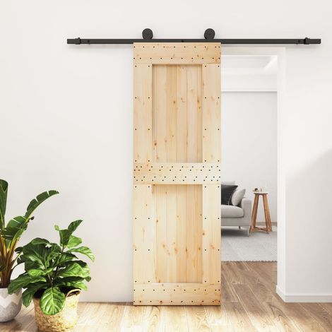 Puerta corredera con herrajes madera maciza de pino 70x210 cm vidaXL (1/5)