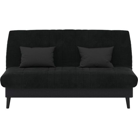 Banquette convertible Elios clic clac, couchage 130 x 190 avec rangement intégré + 2 coussins OFFERTS, Coton noir (1/2)