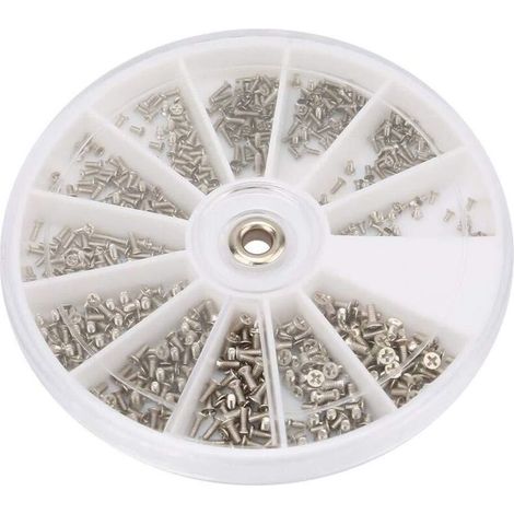 Boîte Ronde M1.0 M1.2 M1.4 M1.6 Vis à tête Plate en Acier Inoxydable C-Ross pour Lunettes 600pcs (1/5)