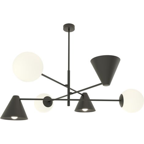 Lampada a sospensione HERMES in acciaio nero e vetro