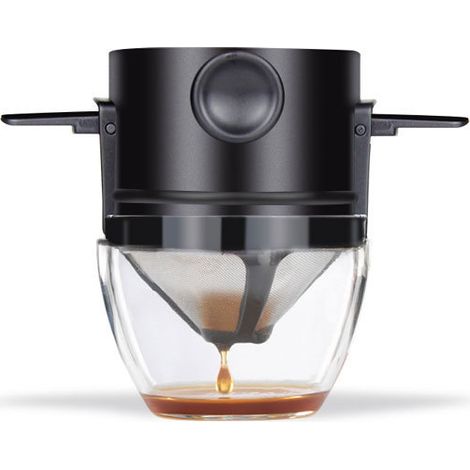 Lntyq Kaffeefilterhalter Cafe Permanent Wiederverwendbar Wiederverwendbar Mit Edelstahl Doppelfilterhalter 1-2 Tassen (1/5)