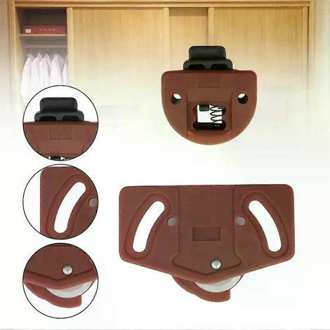4/8 Paire de roulettes pour porte coulissante, guides, engrenages pour porte coulissante de placard, roulettes pour meubles et armoires (1/4)
