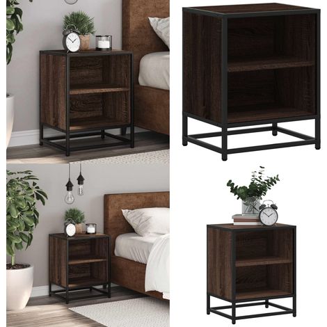 vidaXL Table de chevet chêne marron 40x31x50cm bois d'ingénierie métal (1/5)