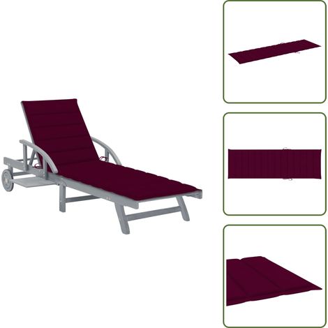 Sonnenliege mit Auflage Akazie Massivholz - Holz-Sonnenliege - Gartenliege - Akasienholzsitzgelegenheit - Lounge Chair - Gartenmöbeln (1/5)