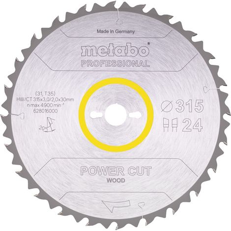 Metabo Sägeblatt power cut wood - professional, 315x30, Z24 WZ 20°