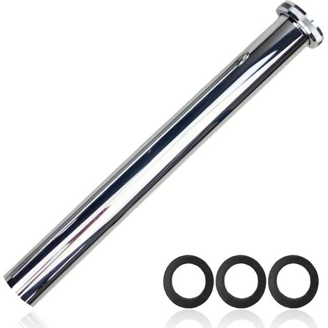 Siphon universel en acier inoxydable - 300 mm - Rallonge de tuyau de vidange - Siphon pour extension de drainage, lavabo, évier et tuyau d'évacuation, avec écrou, rondelles en caoutchouc (1/5)