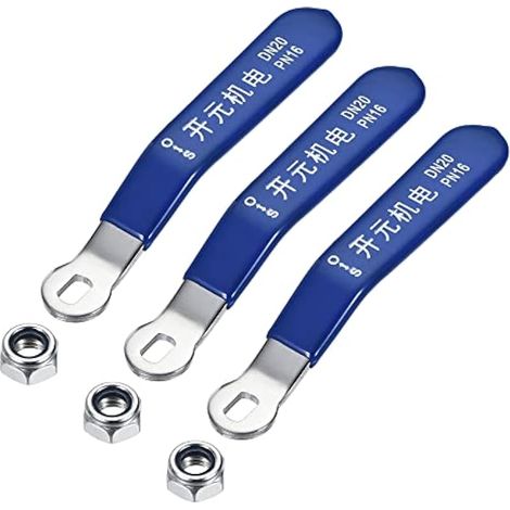 Poignée levier en fer chromé de rechange avec poignée en plastique bleu pour vanne à bille DN20, 3 pièces (1/5)