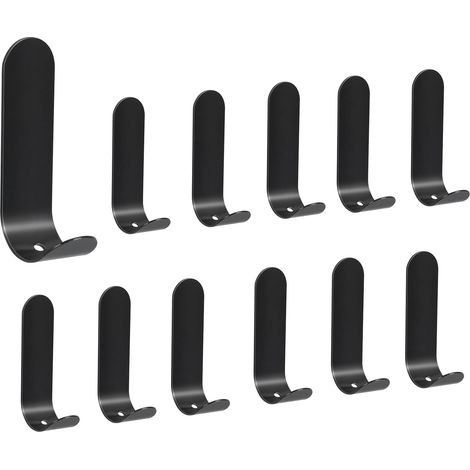 Set di 12 ganci adesivi neri da parete, ganci per asciugamani da cucina in acciaio inox 304, ganci per il bagno senza foratura, ganci e appendini per la casa (1/3)