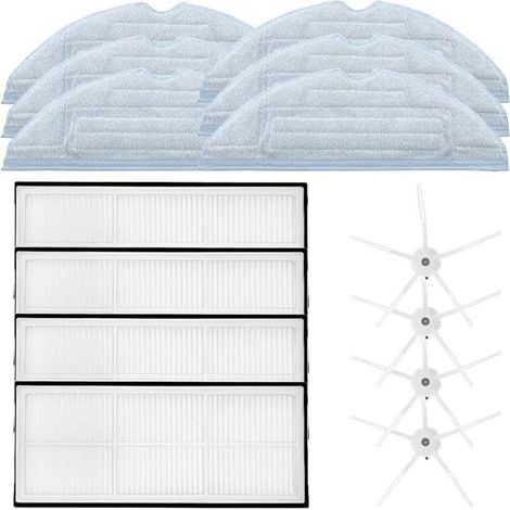 Kit de Remplacement pour Roborock S7 S7 Plus S7 MaxV S7 MaxV Ultra Aspirateur Robot Vacuum Cleaner aspirateur Accessoires 4 filtres Hepa et 4 brosses latérales et 6 chiffons de vadrouille (1/4)