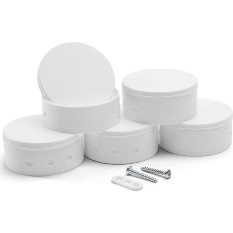 CusoTec Scatola da soffitto 5 pezzi 70mm x 30mm, rosone da soffitto, scatola di derivazione per lampade, scatola di giunzione, scatola di distribuzione per lampade, rosone, in plastica, bianco (5) (1/4)