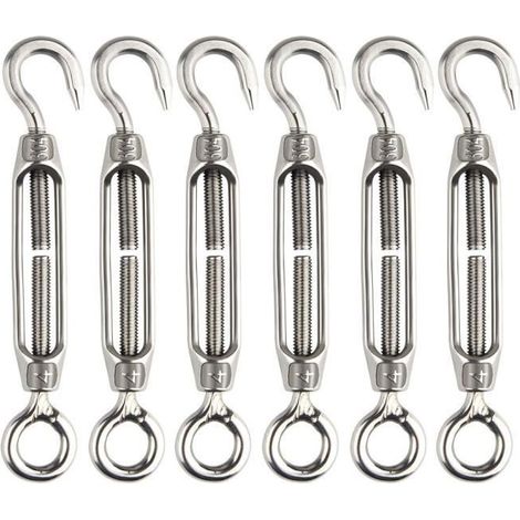 Tendeurs pour câbles et cordes - Inox - M4 - 6 pcs - Acier inoxydable 304 - Résistant à la corrosion (1/4)
