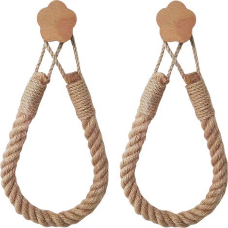 Soporte para toallas de papel de madera maciza con cuerda de cáñamo, almacenamiento de pared sin necesidad de taladrar para toallas, soporte para baño (1/5)