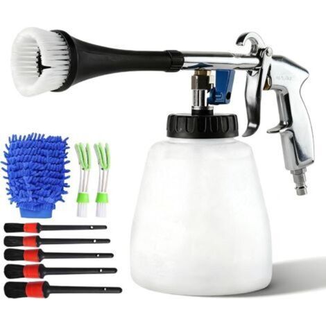 Pistolet de Nettoyage de Voiture, 60L 69,2Bar Kit de Nettoyage D'air Comprimé Pistolet de Lavage Portable Avec Buse, Serviettes, Gants, Brosses