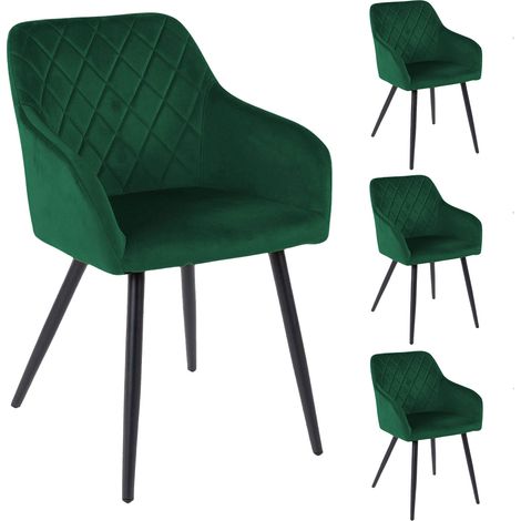 Lot de 4 chaises 59x56x82 cm en velours vert - VELVET